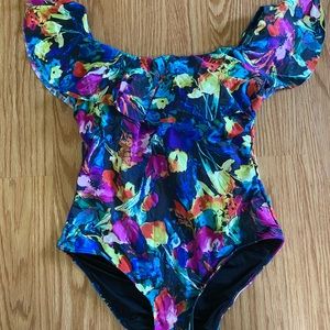 One piece flutter sleeve swimsuit